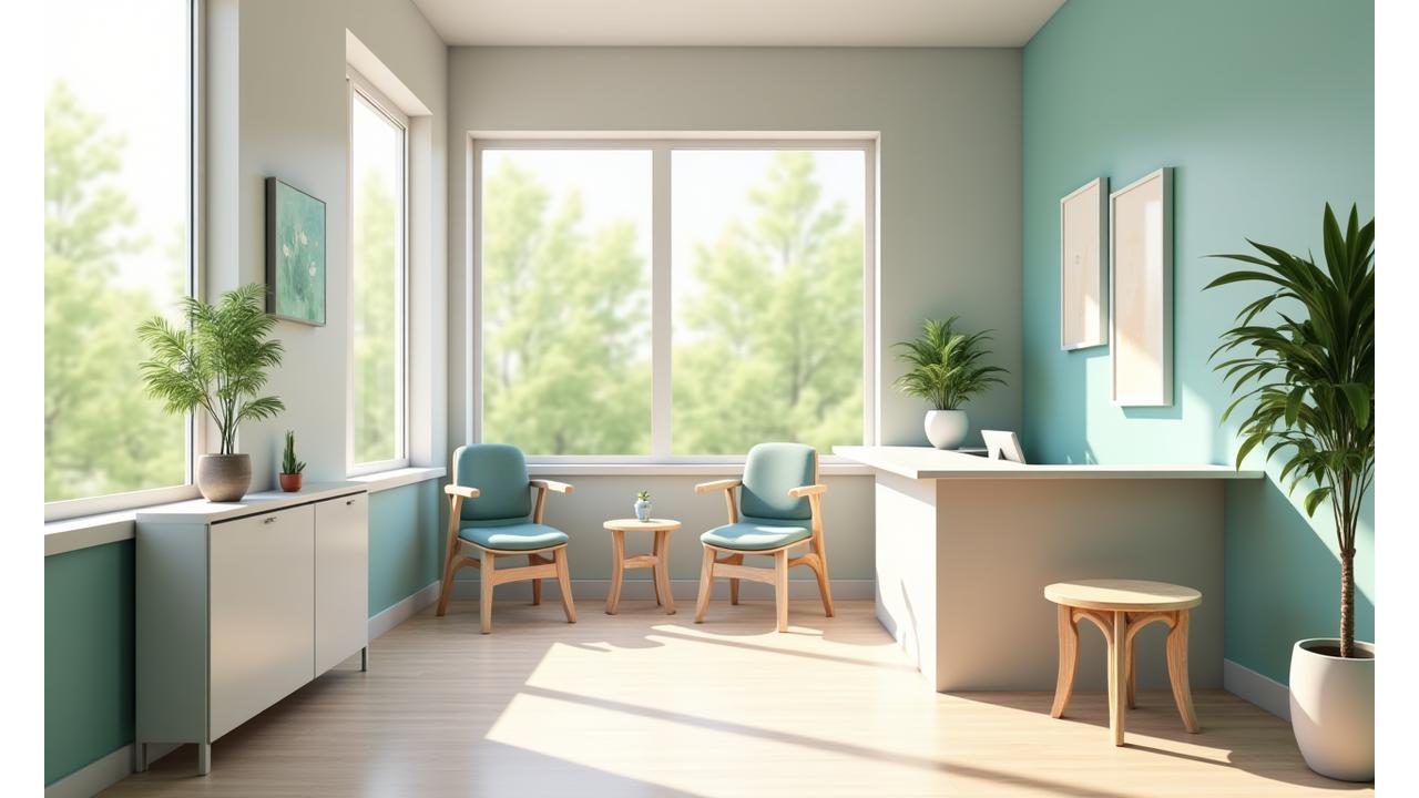 Modern, clean and serene interior of Vita Bloom's Atlanta wellness center consultation room