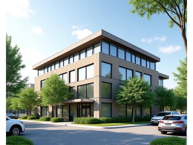 Exterior view of the modern Vita Bloom Atlanta office building, with green landscaping and a welcoming entrance.