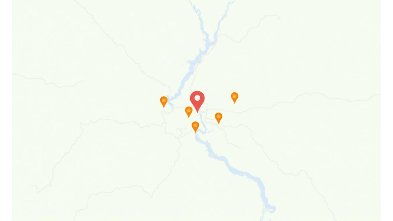 A stylized map of Atlanta with pin locations highlighting Vita Bloom's partner wellness stores and community pickup points.