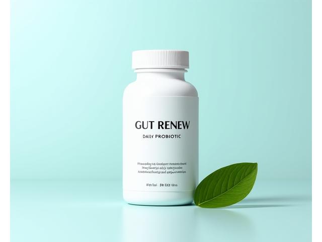 A bottle of advanced probiotic capsules with digestive health benefits, highlighting gut support.