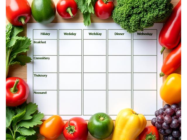 Cover of 'Weekly Meal Planning Templates' showing a delicious and healthy meal spread.
