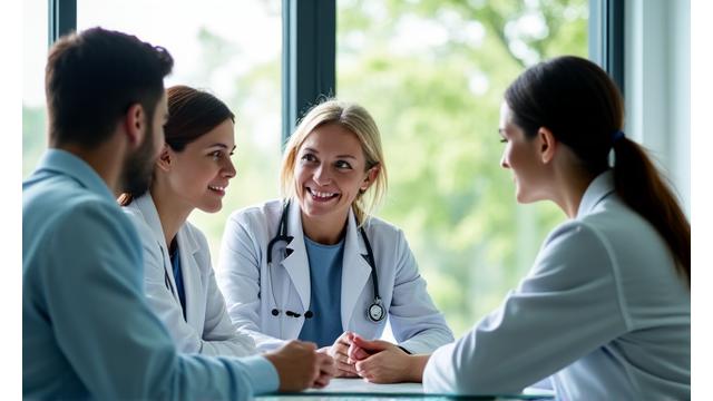 A diverse group of expert medical and wellness professionals in a collaborative setting.