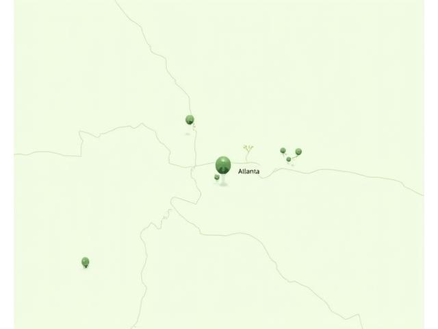 Stylized map of Atlanta highlighting wellness and beauty locations.